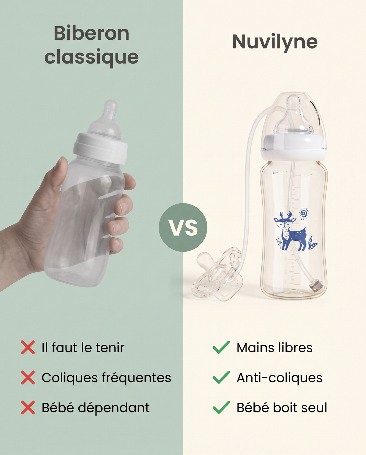 Le biberon que bébé tient tout seul.